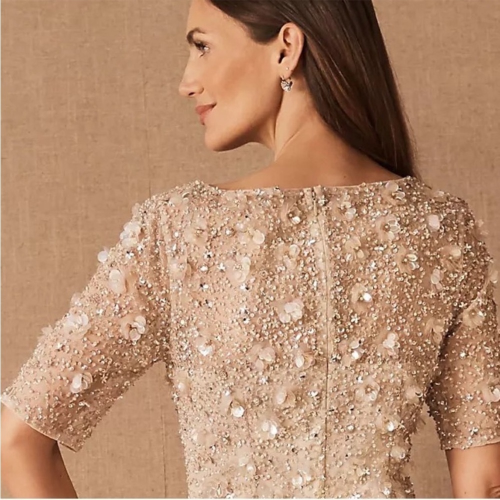 Anthropologie BHLDN Petaluma Flower Sequin Dress Adrianna Papell Plus Size 16 - Picture 4 of 15